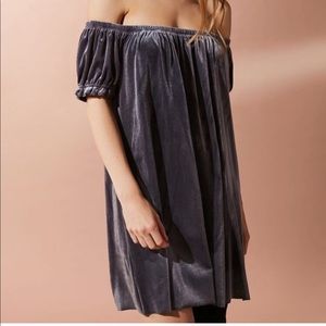 Urban Outfiiter Off-the-shoulder Velvet mini dress